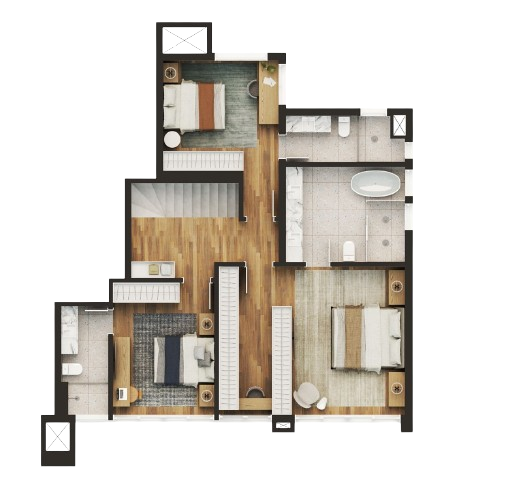 Planta 06 - 3 dorm 214,63m� - duplex - superior