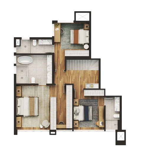 Planta 10 - 3 dorm 215,18m� - duplex - superior