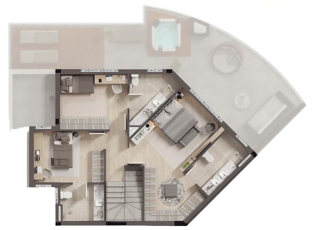 Planta 09 - 3 dorm 228 90m² - cobertura duplex - superior