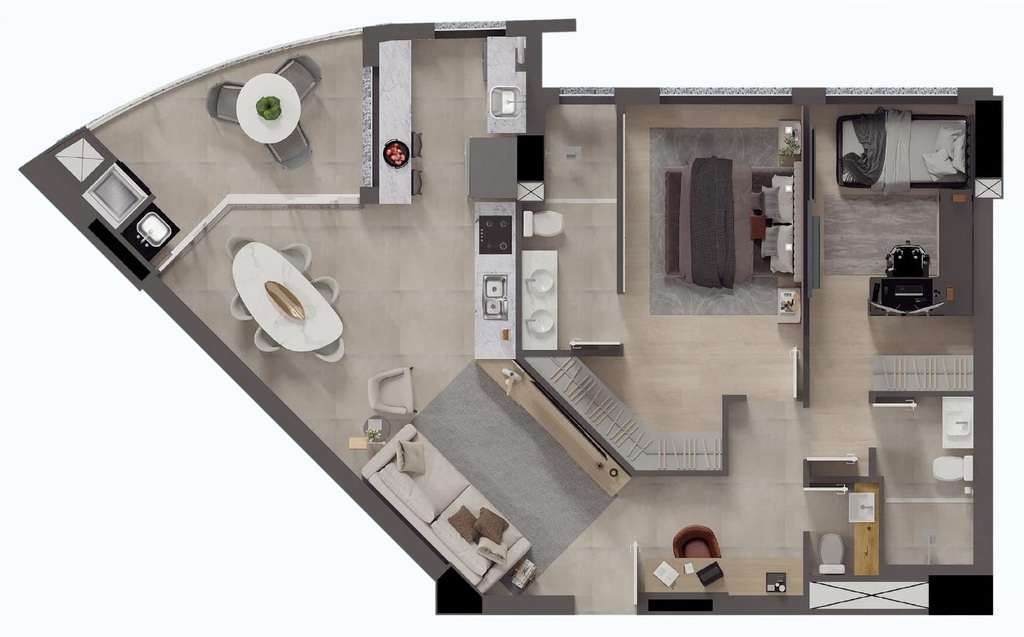 Planta 01 - 2 dorm 100 38m²