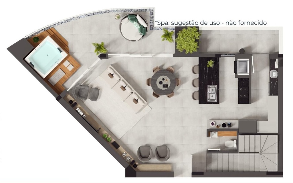 Planta 04 - 2 dorm 169 70m² - cobertura duplex - inferior