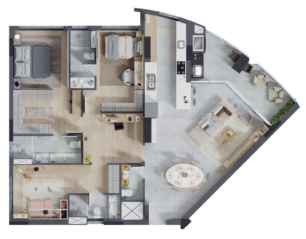 Planta 03 - 3 dorm 147 71m²