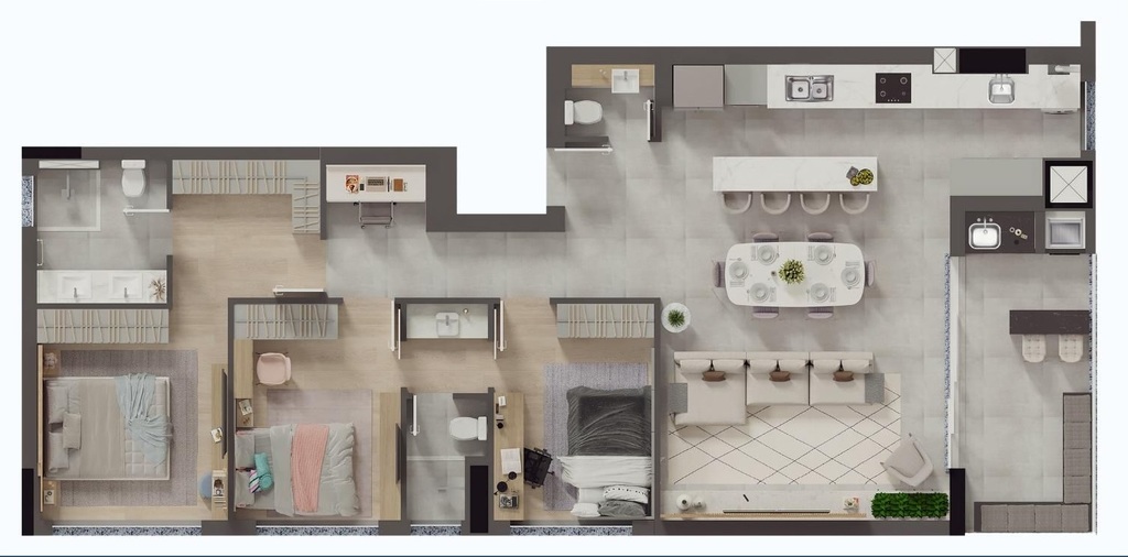 Planta 02 - 3 dorm 128 45m²