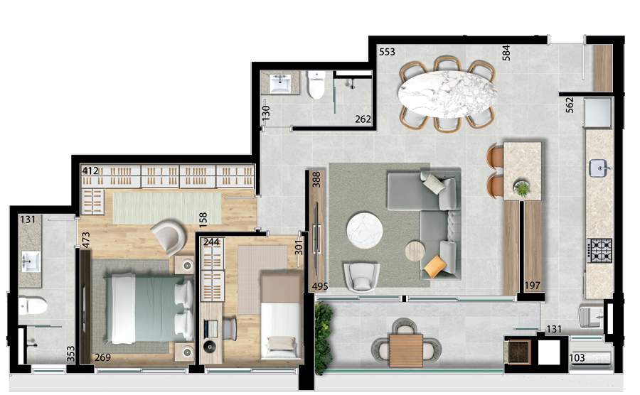 Planta 05 - 2 dorm 94,48m²