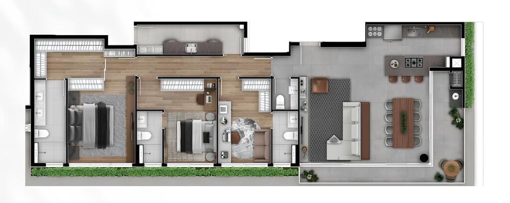 Planta 02 - 3 dorm 141,04m²
