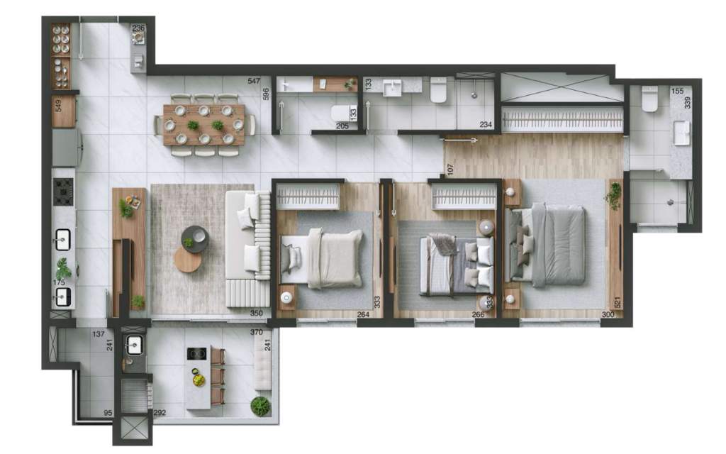 Planta 01 - 3 dorm 112m²