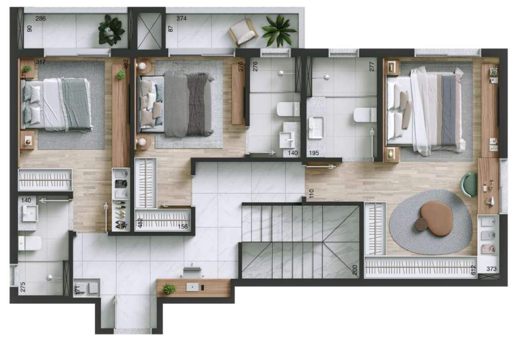 Planta 06 - 3 dorm 232m² - cobertura duplex - superior