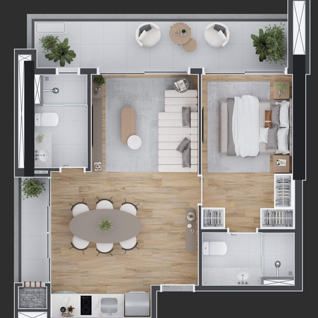 Planta 09 - 2 dorm 54m² - opção