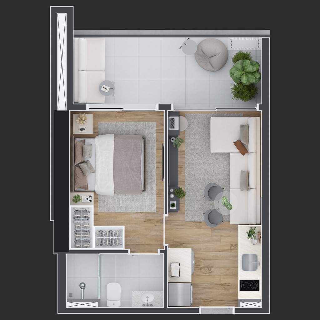 Planta 06 - 1 dorm 37m²