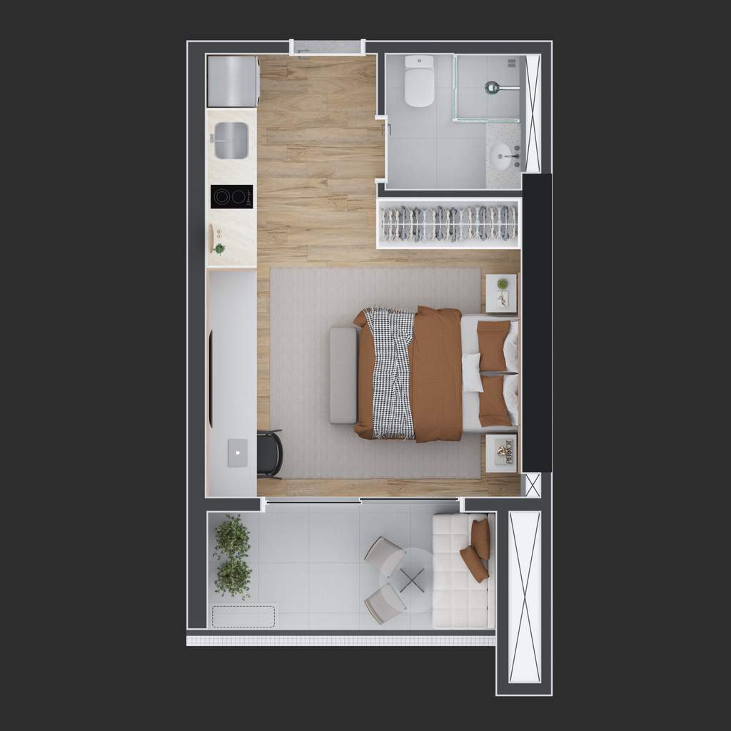 Planta 04 - 1 dorm 28m² - studio