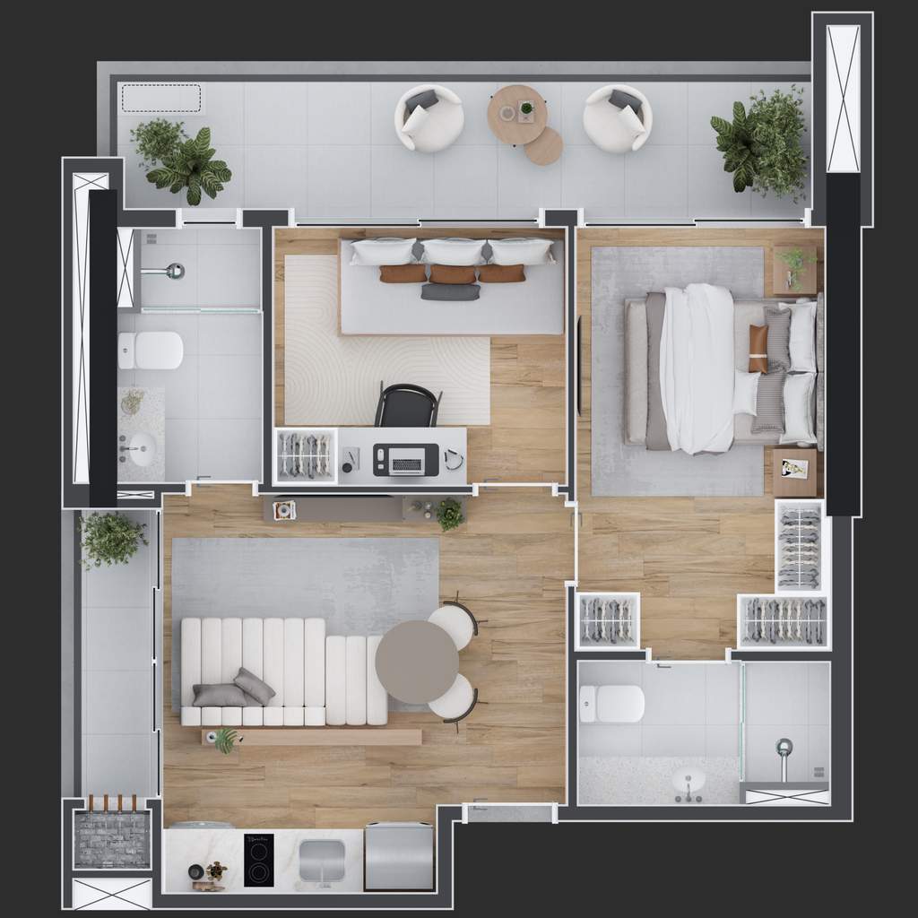Planta 08 - 2 dorm 54m²
