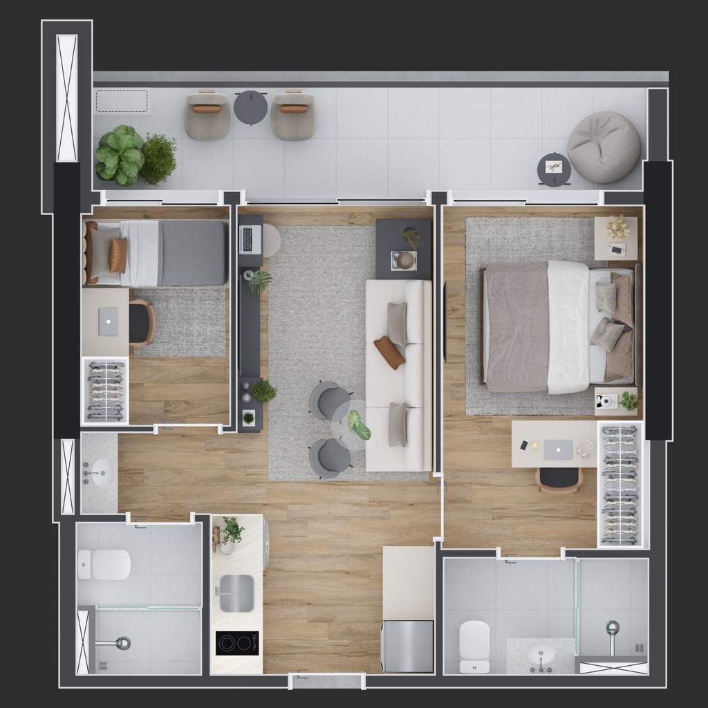 Planta 07 - 2 dorm 49m²