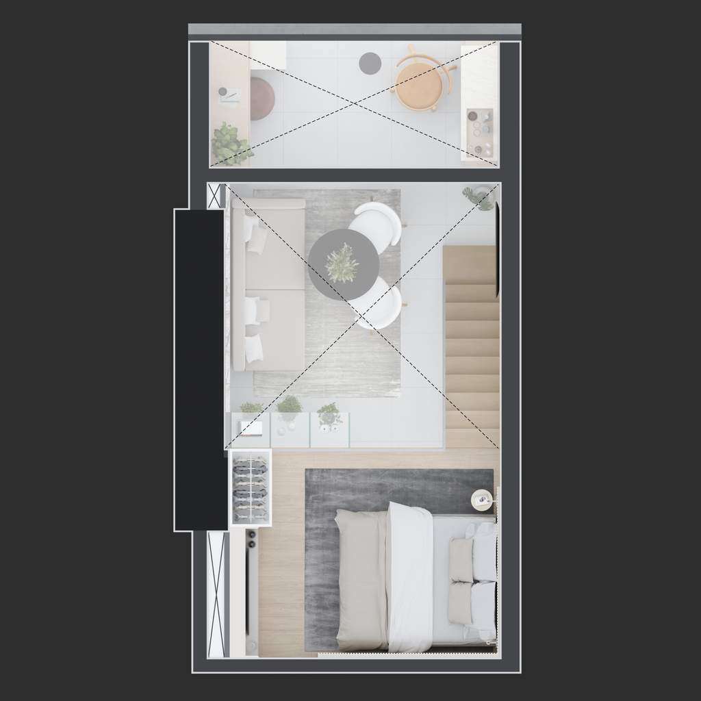 Planta 02 - 1 dorm 24m² - loft - superior