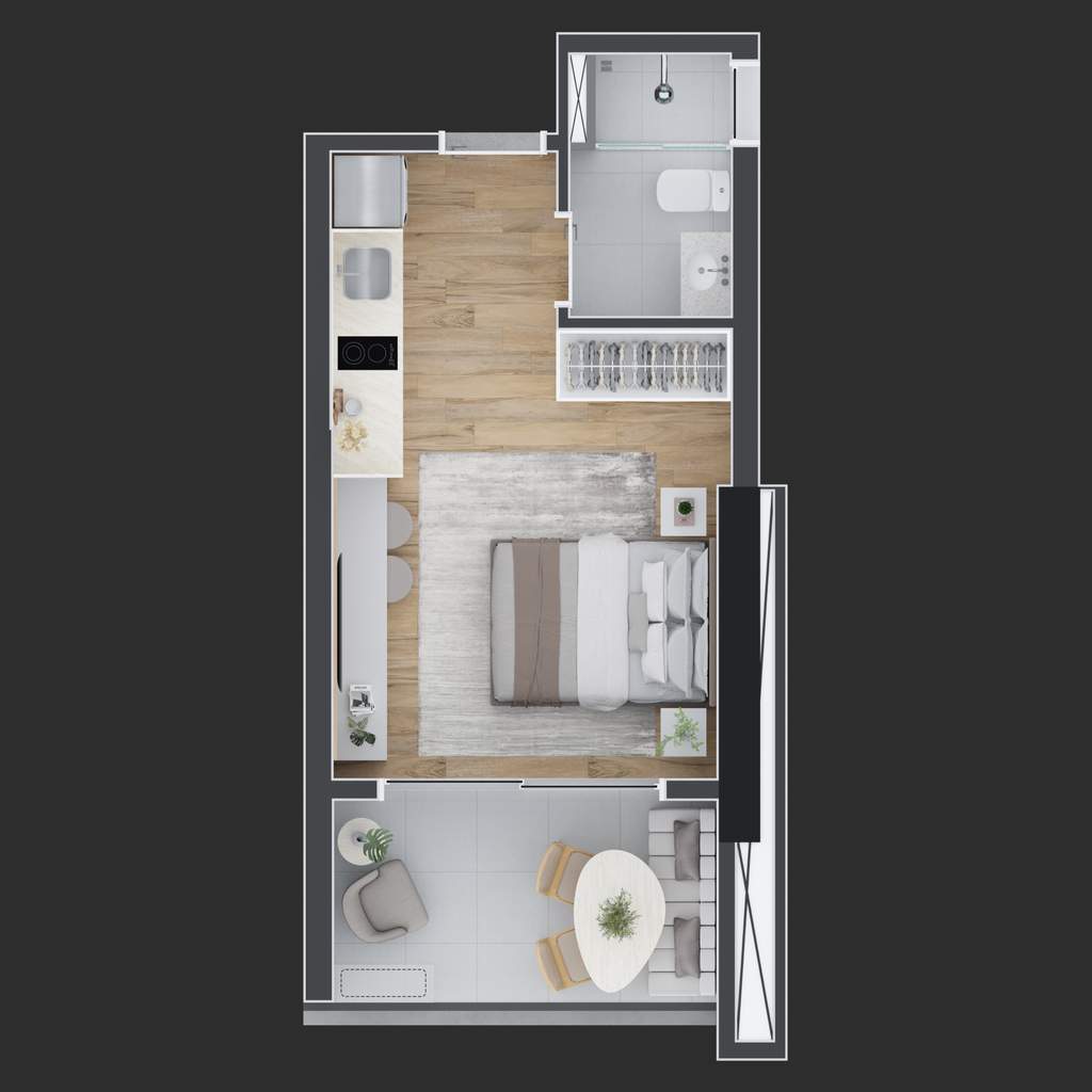 Planta 05 - 1 dorm 28m² - studio