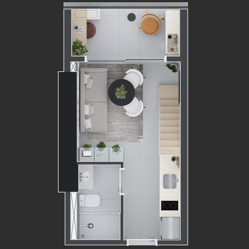 Planta 01 - 1 dorm 24m² - loft - inferior