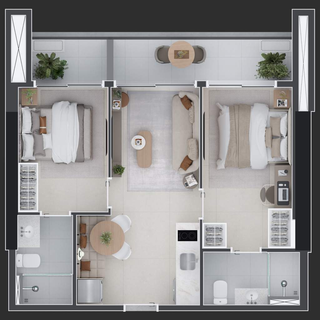 Planta 10 - 2 dorm 54m²