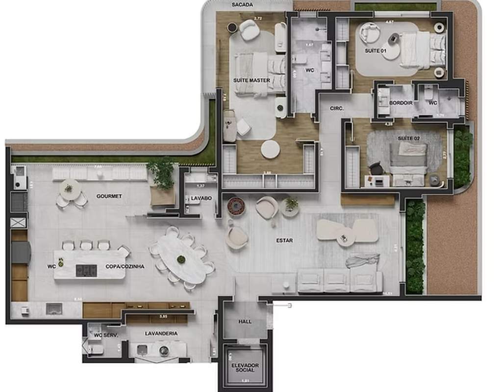 Planta final 3 - 3 dorm 181m²