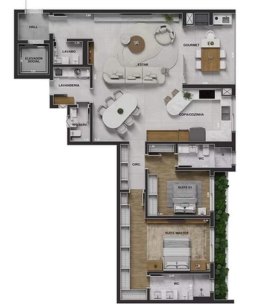 Planta final 04 - 2 dorm 139m²