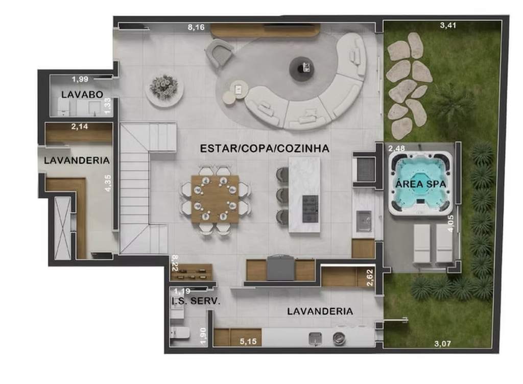 Planta Garden 2 - 2 dorm 217m² - duplex - inferior