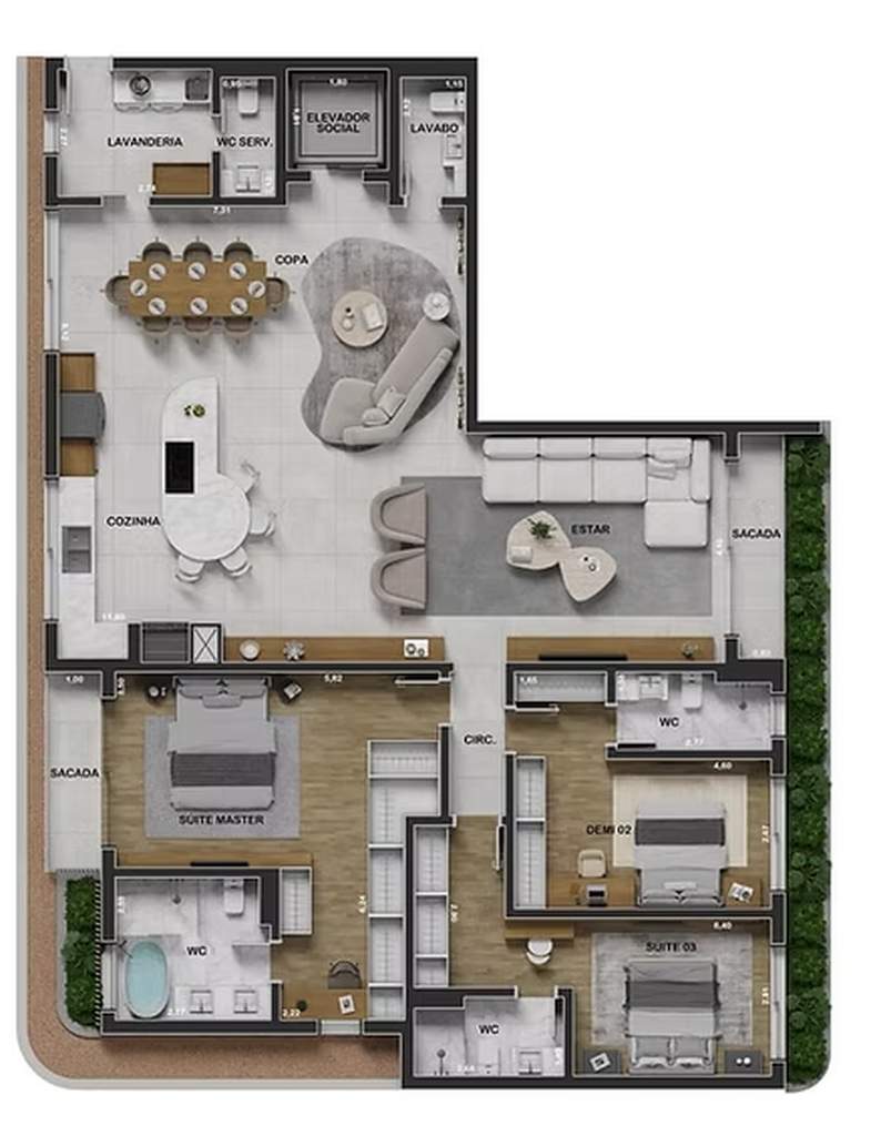 Planta final 05 - 3 dorm 193m²