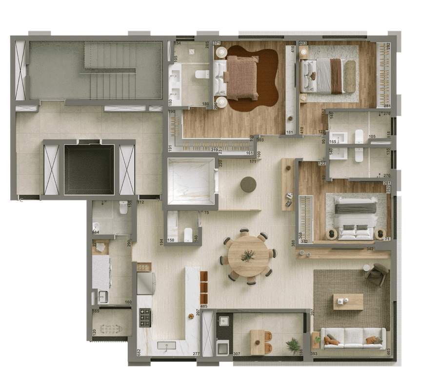 Planta 01 - 3 dorm 162m�