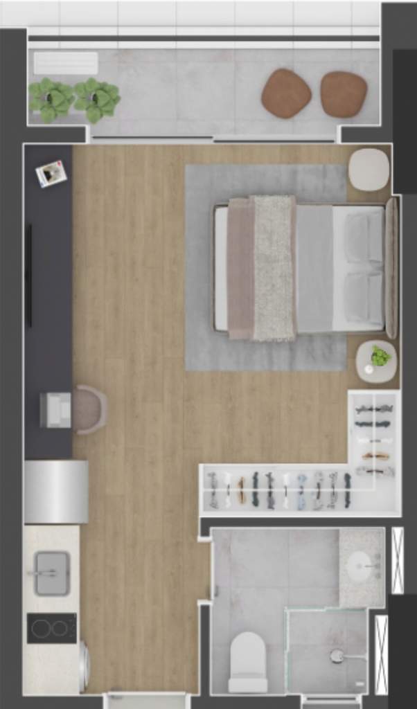 Planta 03 - 1 dorm 29m� - studio