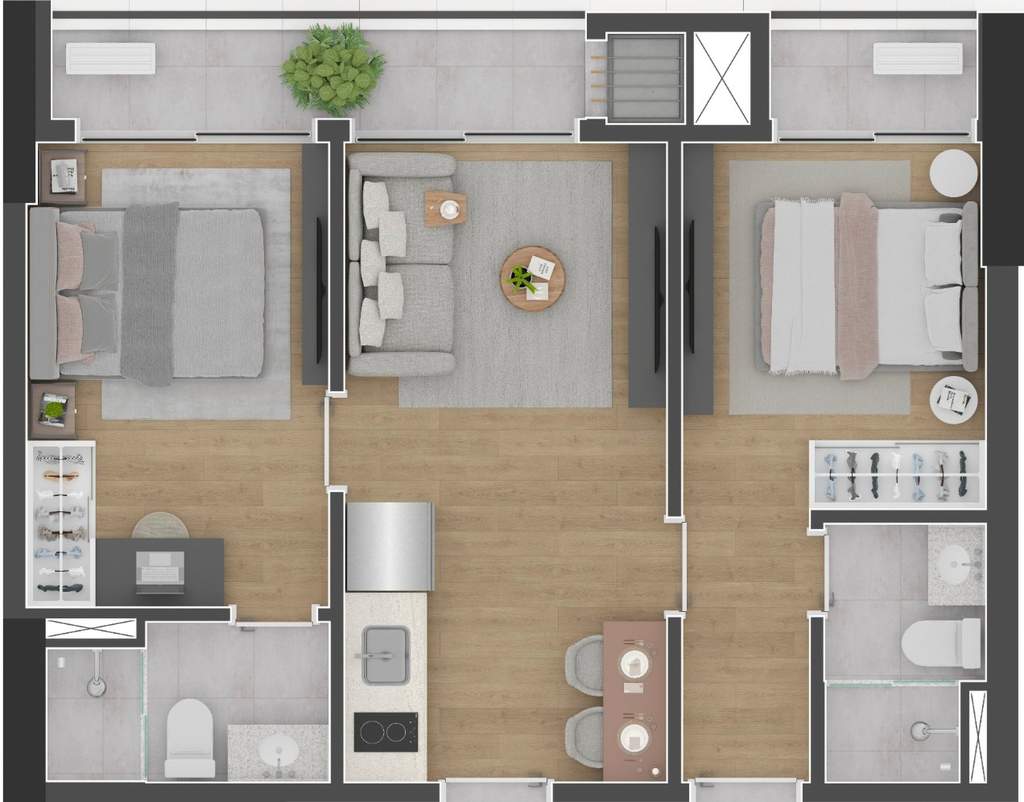 Planta 07 - 2 dorm 49m�