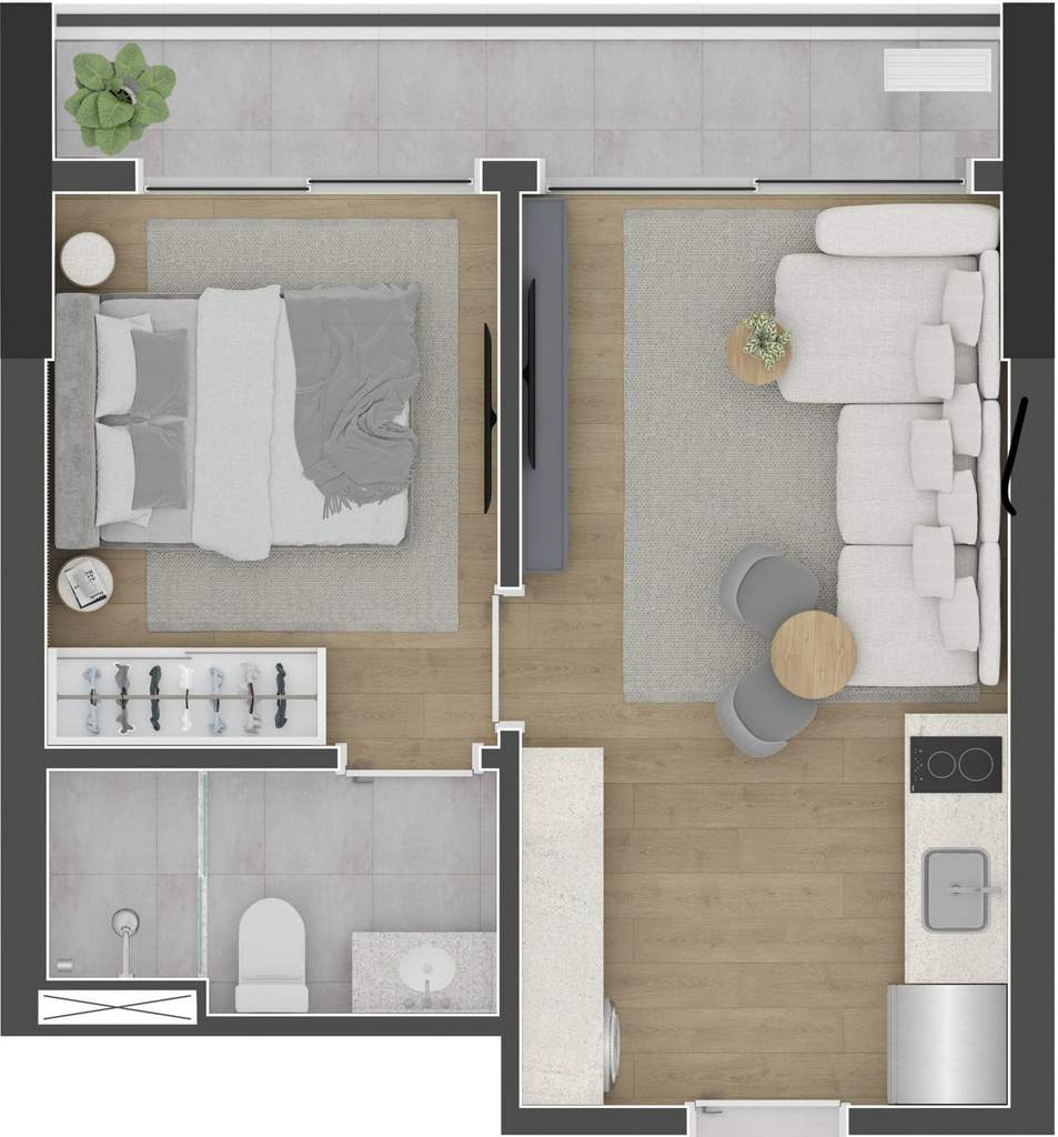 Planta 04 - 1 dorm 33m�