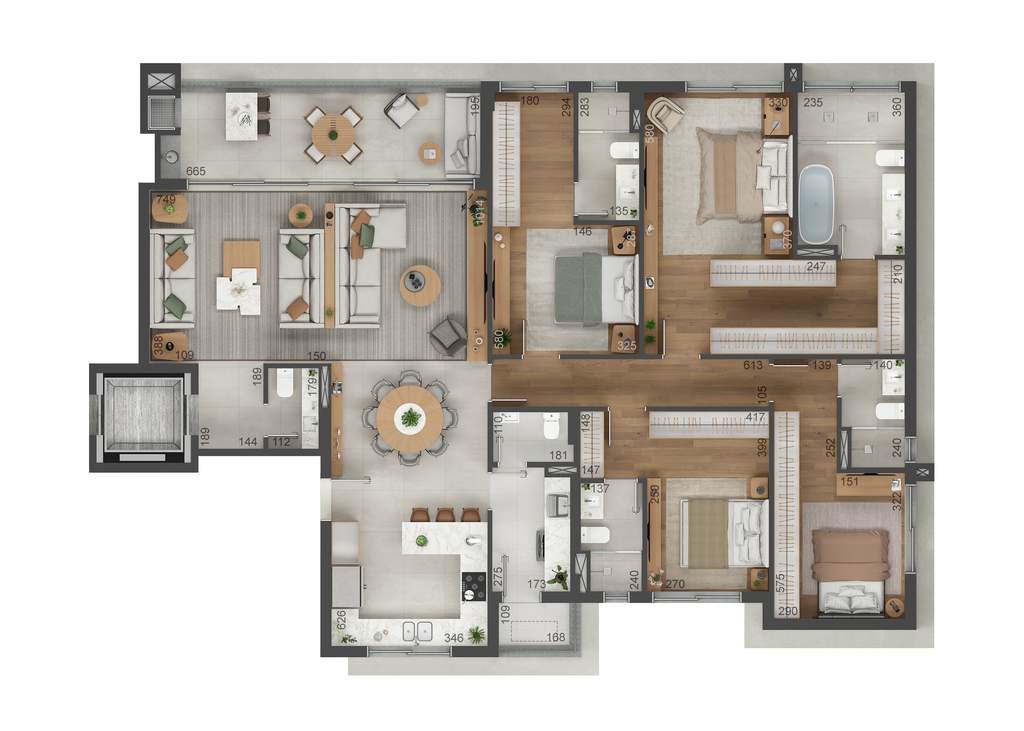 Planta 05 - 4 dorm 190m²