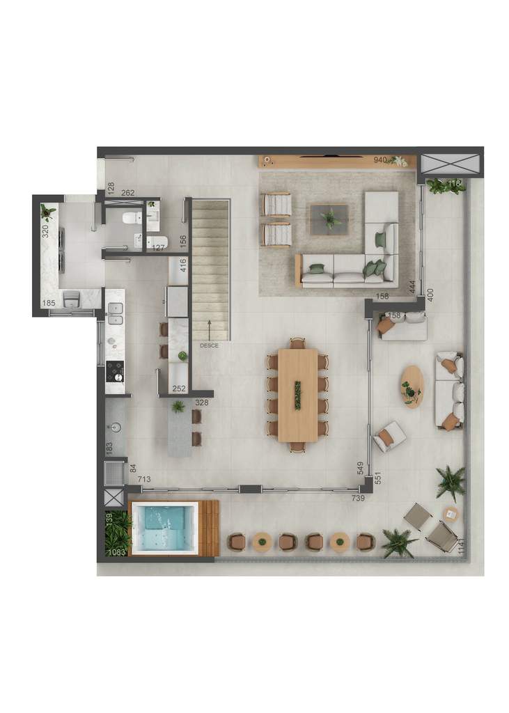 Planta 11 - 4 dorm 294m² - cobertura duplex - superior
