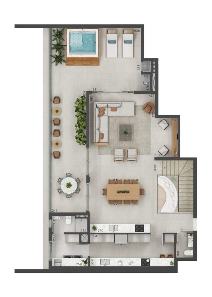 Planta 15 - 4 dorm 318m² - cobertura duplex - superior
