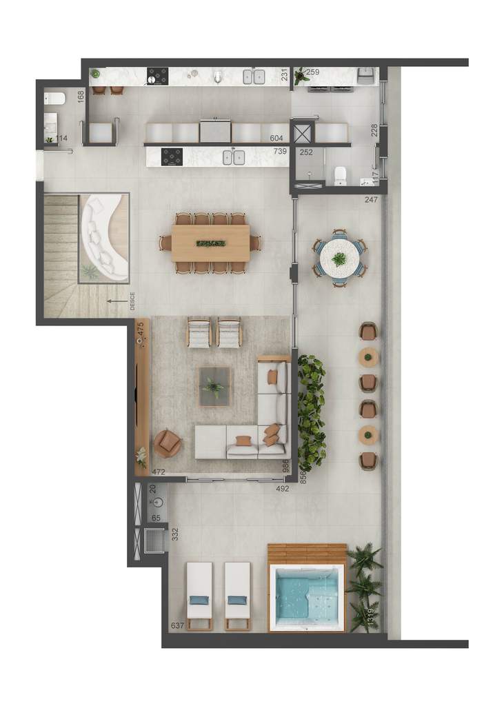 Planta 13 - 4 dorm 309m² - cobertura duplex - superior