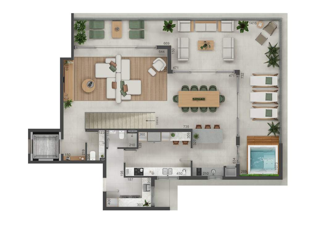 Planta 19 - 4 dorm 343m² - cobertura duplex - superior
