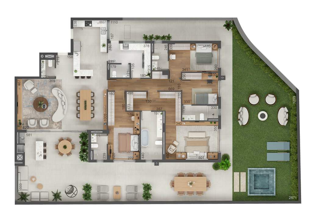 Planta 24 - 4 dorm 408m² - garden