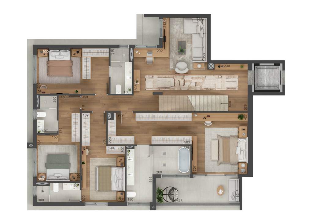 Planta 18 - 4 dorm 343m² - cobertura duplex - inferior