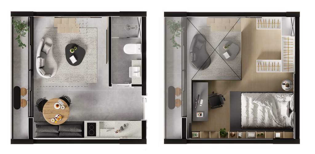 Planta 06 - 1 dorm 37,41m² - loft