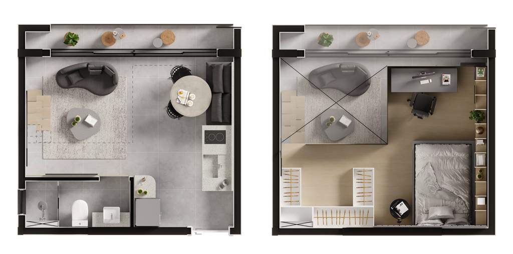 Planta 08 - 1 dorm 41,72m² - loft