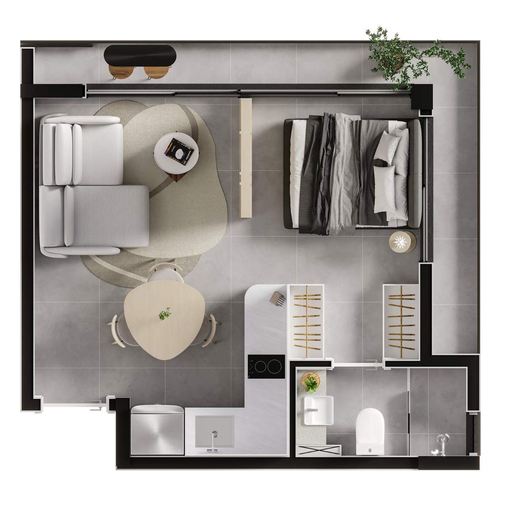 Planta 05 - 1 dorm 35,25m² - studio
