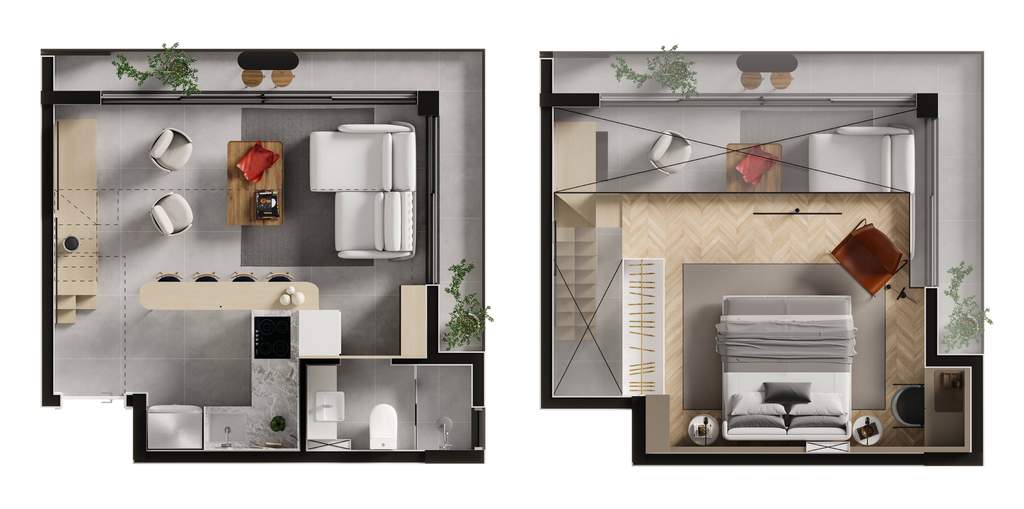 Planta 09 - 1 dorm 52,27m² - loft